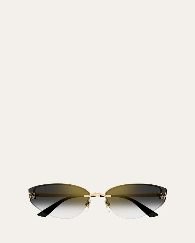 Rimless Panther Metal Alloy Cat-Eye Sunglasses